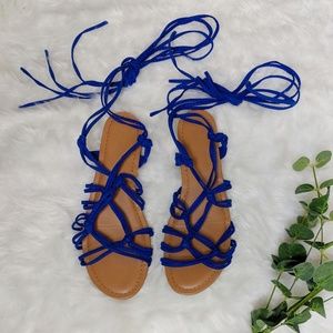 Express | Blue Lace Up Sandals